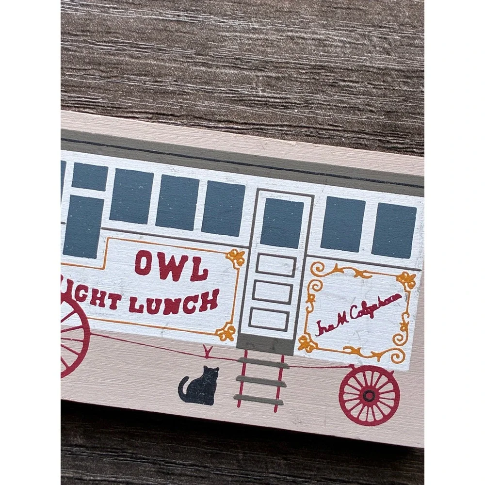 The Cat's Meow 90s Owl Night Lunch Wagon Wooden 3